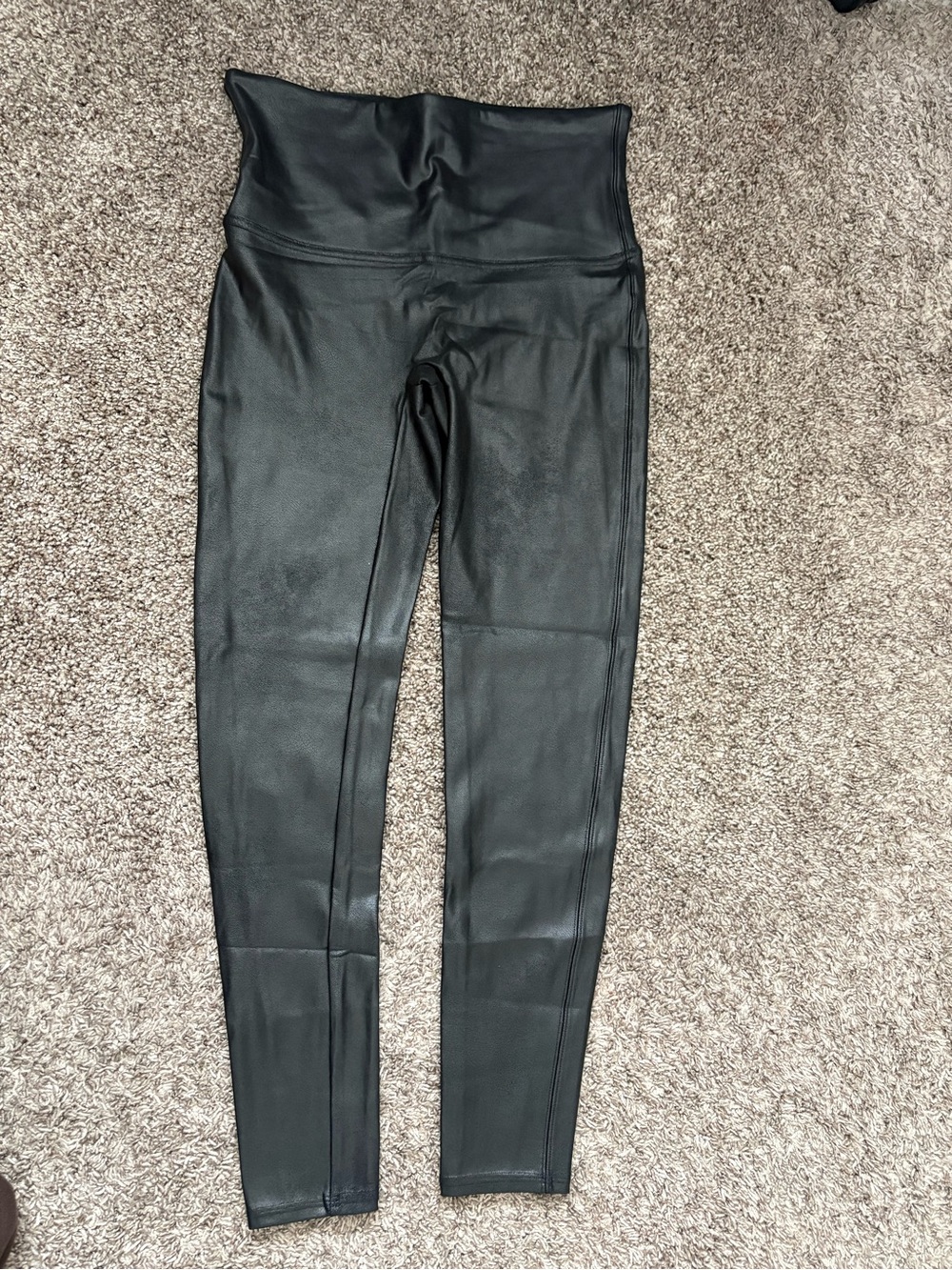 SPANX Women's SPANXshape Faux Leather Leggings in Black size XL.